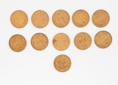 Lot of eleven gold half-sovereigns, George...
