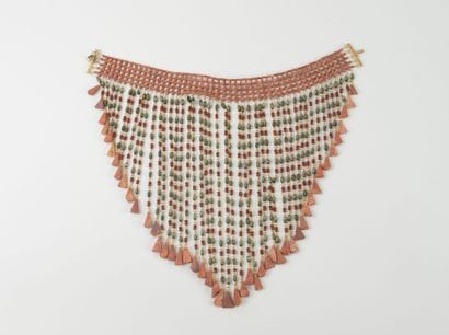 Terracotta-colored tubular pearl choker necklace,...
