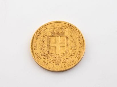 ITALY
100 lire gold coin.
Kingdom of Sardinia,...