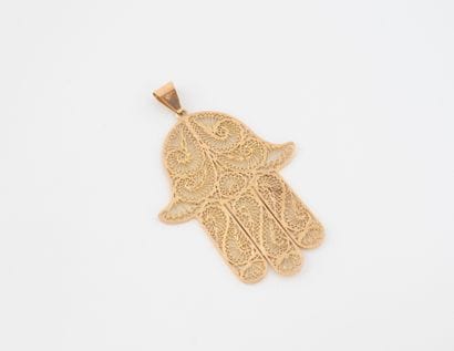 Yellow gold (750) filigree openwork fatma...