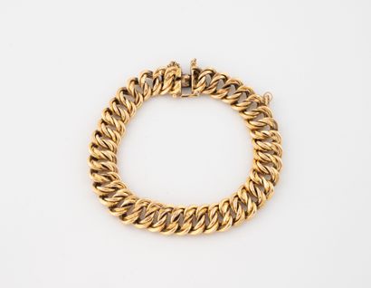 American link bracelet in yellow gold (750).
Ratchet...