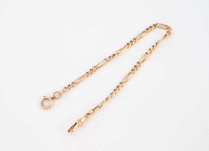 Small pink gold (750) watch chain with figaro...