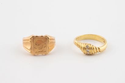 Chevalière in yellow gold (750) with 