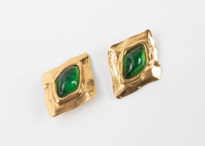 YVES SAINT LAURENT 
Pair of gilded metal...