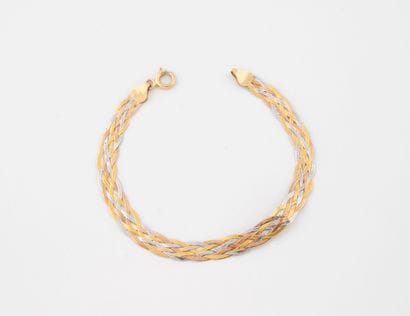 Three-tone (750) gold bracelet with six rows...