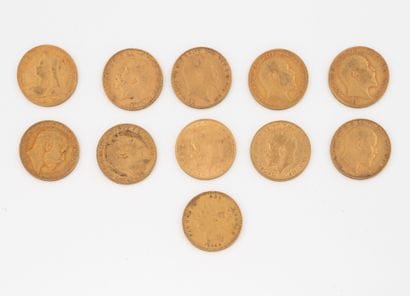 Lot of eleven gold half-sovereigns, George...