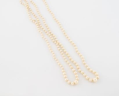 Necklace with two strands of white cultured...