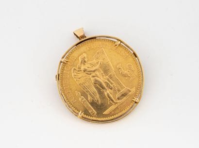 Brooch pendant in yellow gold (585) centered...