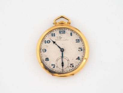 Pocket watch in yellow gold (750).
Cream...