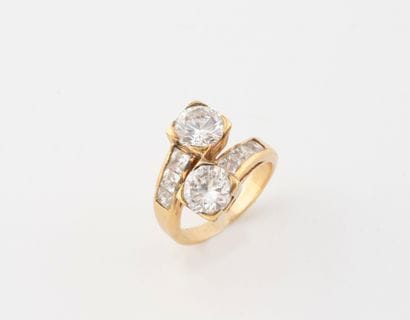 Toi et Moi ring in gilded silver (925) set...