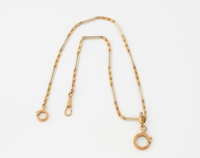 Yellow and white gold (750) watch chain with...