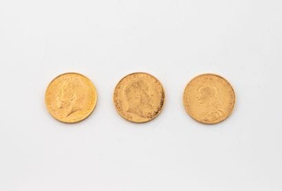 ENGLAND
Lot of three gold sovereigns, Victoria...