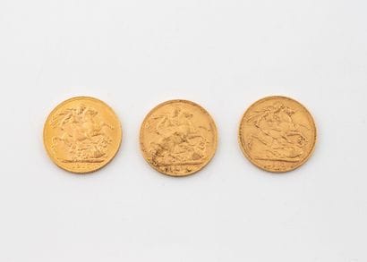ENGLAND
Lot of three gold sovereigns, Victoria...