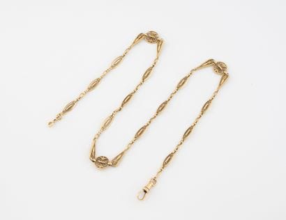 Yellow gold (750) watch chain with filigree...