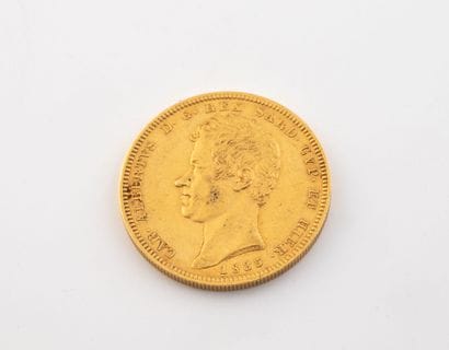 ITALY
100 lire gold coin.
Kingdom of Sardinia,...