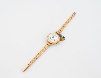 Yellow gold (750) collar watch mounted as...