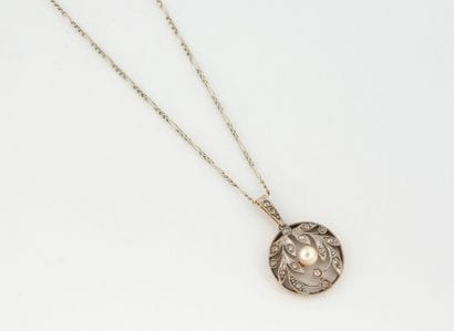 White gold (750) neck chain with horse chain...