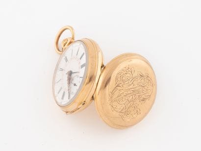 Pocket watch in yellow gold (750).
White...