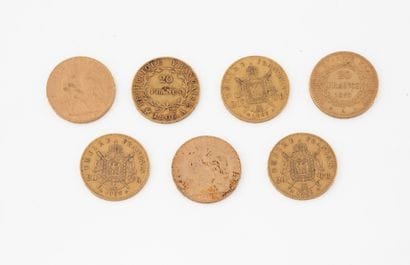 Seven 20 franc gold coins.
Dates: 1806, 1863,...