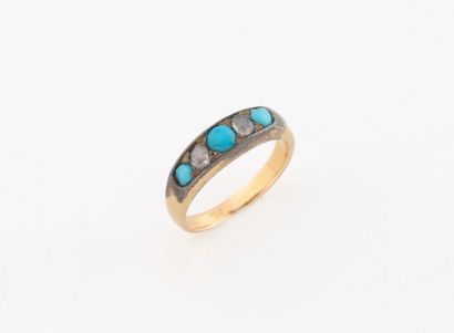 Small yellow gold (750) wedding band ring...