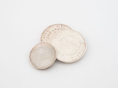- Two 50 franc silver coins, French Republic,...