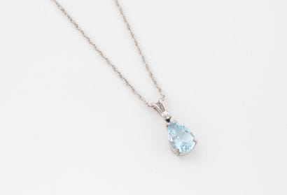 Silver pendant (min. 800) set with a blue...