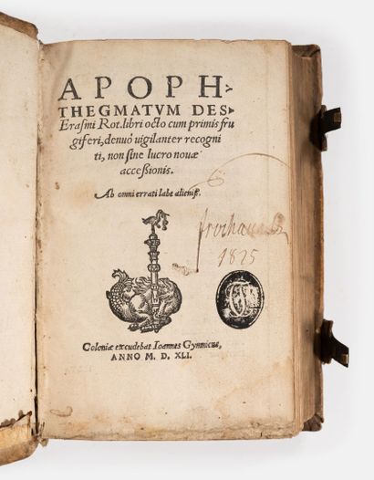 ERASME
Lot de deux volumes :
- Epitome Adagiorum...