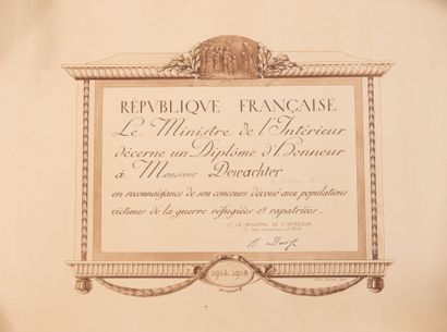 Ensemble de 7 diplômes et récompenses sur...
