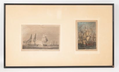 MARINE
Lot of 7 framed pieces:
- Embarkation...