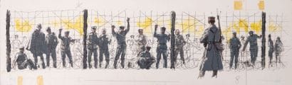Albert BRENET (1903-2005)
Le camps de prisonniers.
Gouache...