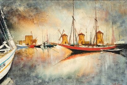 Bernard LIGNON (1928-2017)
The port of Rhodes.
Oil...