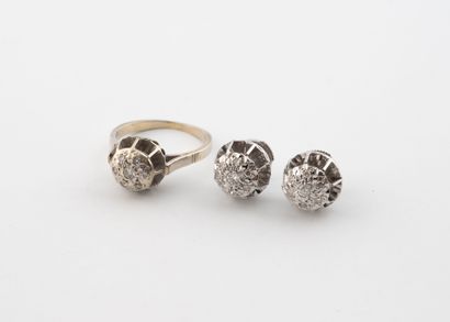 Demi parure en or gris (750) comprenant une...