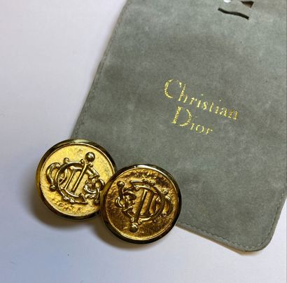Christian DIOR
Pair of round gilded metal...