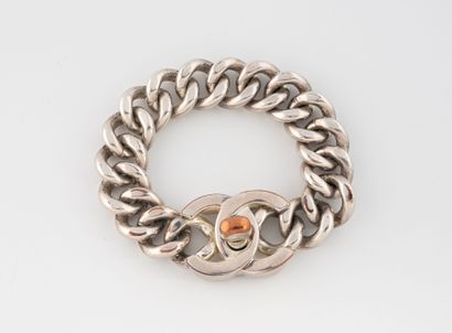 CHANEL 
Gourmette bracelet in silver-plated...