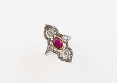 Ring in white gold (750) and platinum (850)...