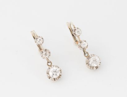Pair of white gold (750) dormeuse set with...
