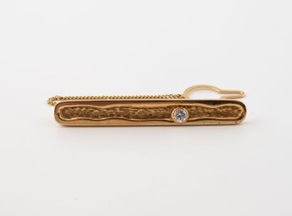 Barrette tie clip in yellow gold (750) set...