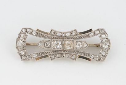 Barrette brooch in white gold (750) with...