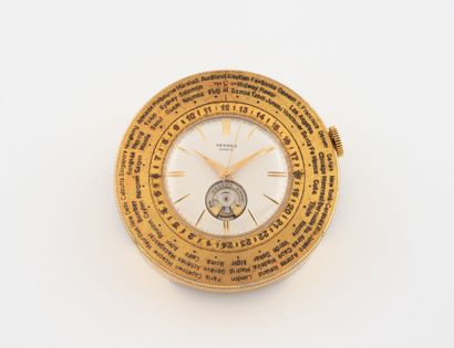 HERMES, Paris 
Round brass desk clock with...