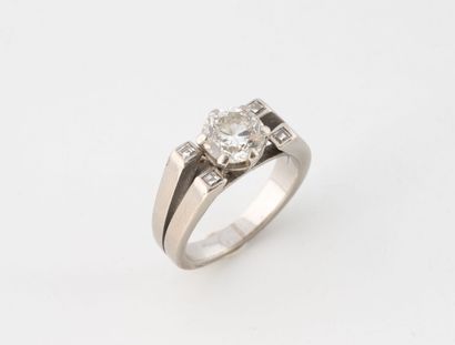 FONTANA
Bague en platine (850), à deux rangs,...