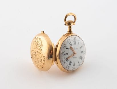 Neckwatch in yellow gold (750), the back...