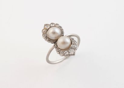 toi et moi ring in platinum (850) set with...