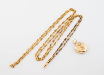 Yellow gold (750) collar watch, back cover...
