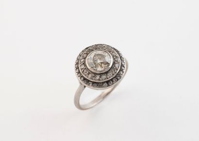 Ring in platinum (850) set with an old-cut...