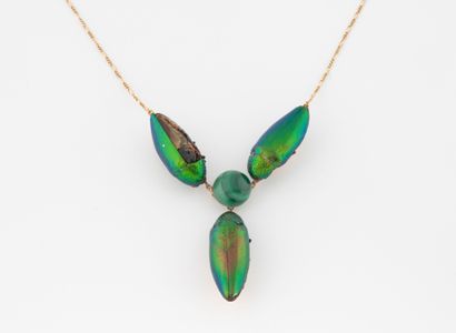 Yellow gold (750) necklace featuring a figaro...