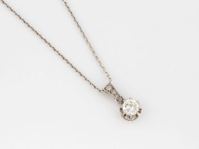 750 white gold gourmette chain with pendant...