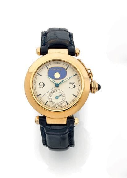 CARTIER, Pasha Phases de Lune 
Men's wristwatch.
Round...
