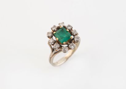 Daisy ring in white gold (750) and platinum...
