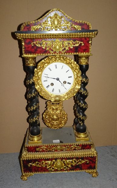 Portico clock in blackened wood, imitation...