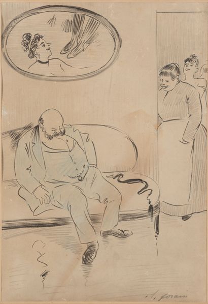 After Jean-Louis FORAIN (1852-1931)
Sleeping.
Ink,...